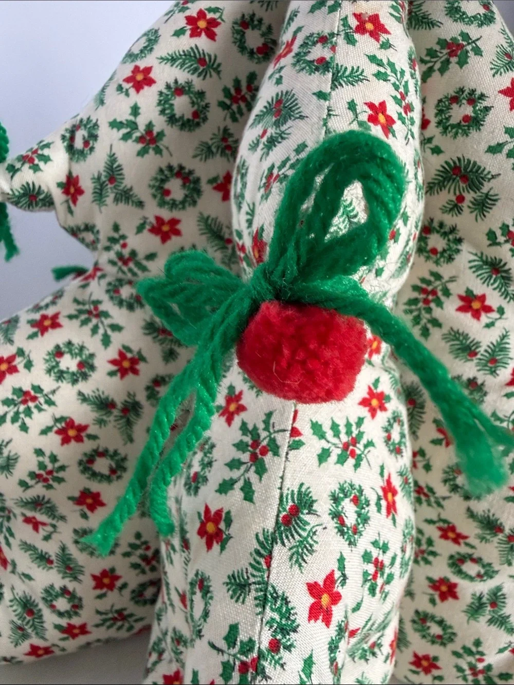 Handmade Holiday Fabric Tree Décor - Cream, Green & Red